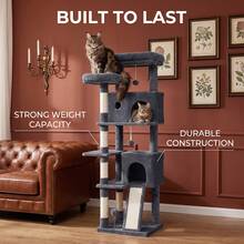 HaluPeit Multi-Tiered Cat Tree Suitable For Corners, Perfect For Small Apartments And Multi-Cat Households. - Dark Grey - View 3