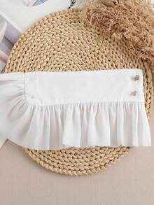1 Pair Women's Lace Cutout Button Decor False Sleeve Cuffs, Suitable For Going Out, Party Decoration - White-109 - View 8