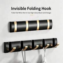 Invisible Folding Wall Hook, Self-Adhesive No-Drill Heavy Duty Wall Mount Hook, Space-Saving Multi-Function Hook For Bedroom, Closet, Entryway, Bathroom, Kitchen, Door, Hat, Towel, Backpack, Handbag, Coat Storage And Organization - View 1