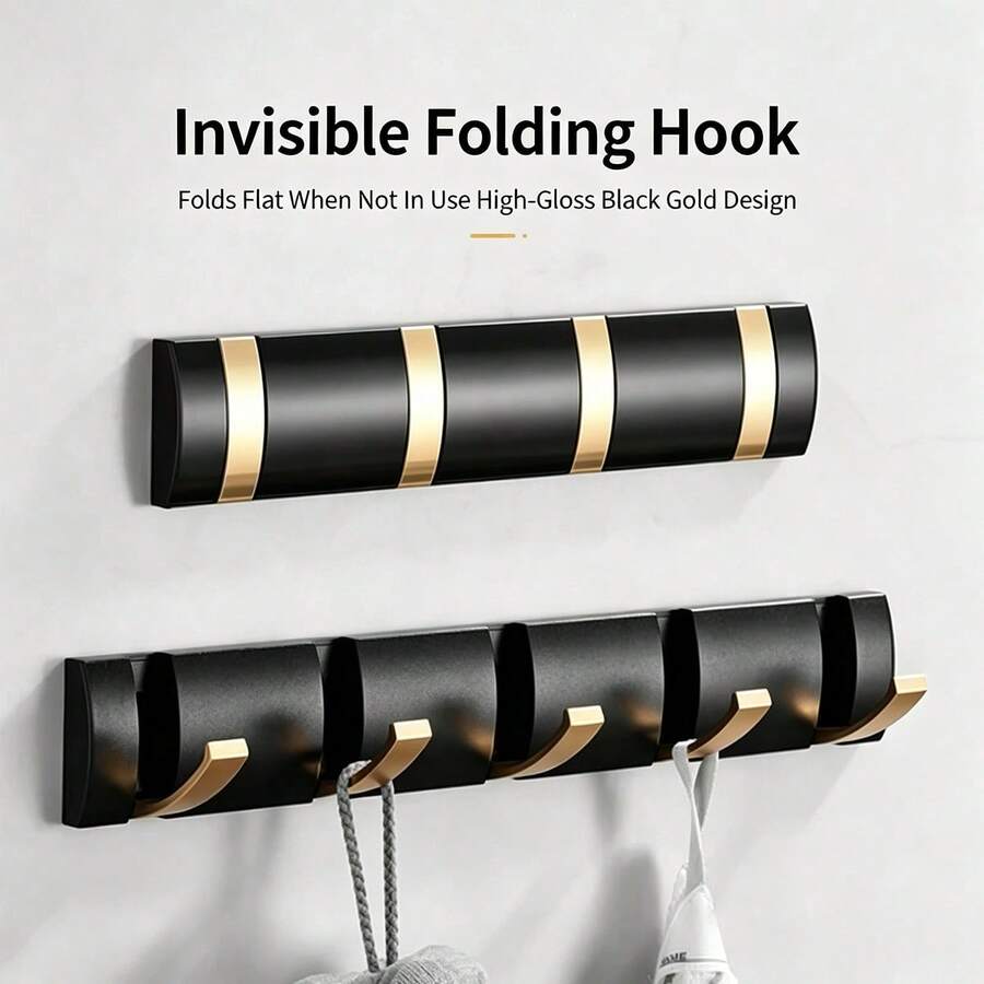 Invisible Folding Wall Hook, Self-Adhesive No-Drill Heavy Duty Wall Mount Hook, Space-Saving Multi-Function Hook For Bedroom, Closet, Entryway, Bathroom, Kitchen, Door, Hat, Towel, Backpack, Handbag, Coat Storage And Organization - View 1