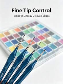 Yutiars Ensemble de 48 couleurs de peinture aquarelle unicolore en boîte transparente avec 6 stylos de ligne ultra-fins bleus, peintures aquarelles de couleur macaron nacrée peintes à la main, outils d'illustration de journal de croquis pour étudiants en art débutants, pinceaux de dessin de ligne de détail pour l'art des ongles de modèle, ensemble complet de peinture portable divisé, outils créatifs DIY - multicolore - Voir 1