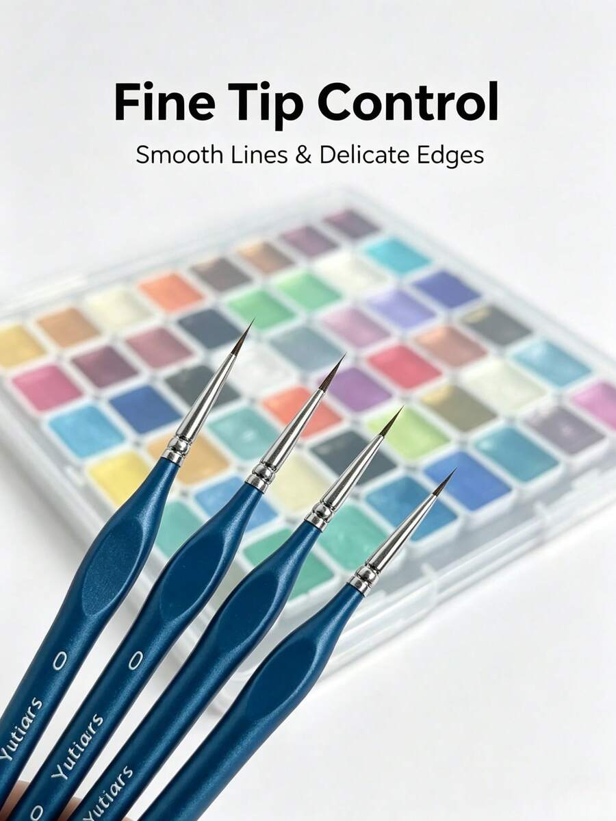 Yutiars Ensemble de 48 couleurs de peinture aquarelle unicolore en boîte transparente avec 6 stylos de ligne ultra-fins bleus, peintures aquarelles de couleur macaron nacrée peintes à la main, outils d'illustration de journal de croquis pour étudiants en art débutants, pinceaux de dessin de ligne de détail pour l'art des ongles de modèle, ensemble complet de peinture portable divisé, outils créatifs DIY - multicolore - Voir 1