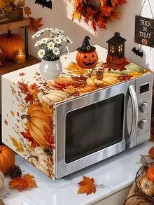 1pc 35x90cm Autumn Microwave Dust Cover, Polyester Material, Maple Leaf, Pumpkin, Berry, Sunflower Pattern, Dust-Proof And Stain-Resistant, Suitable For Kitchen, Bedroom, Garden Decoration, Perfect Thanksgiving Gift - Multicolor - View 7