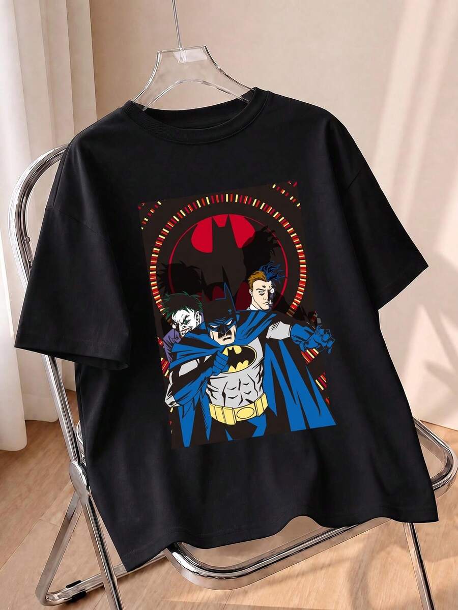 Summer Tee With Retro IP Print, Versatile Shaping, Y2K Street Style, Casual Parties. Black - Black - View 1