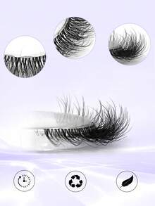 ENCHUW 6 Pairs Cat Eye Lashes With Clear Band Eyelashes 3D Curl Natural Thick Messy Manga False Eyelashes Soft Band Lashes - Black - View 2