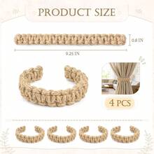 1/2/4pcs Jute Rope Curtain Tiebacks, Handwoven Knotted Style Adjustable Open Ring Curtain Tiebacks, Suitable For Pastoral Country Style Curtain Decor, Saudi Arabia National Day Event, Home Decoration, National Day Gift, Event, Philosophy, Winter, Graduation Ceremony, Ramadan, Premium, Oddities, Autumn, Color, Kitchen Decor - Multicolor - View 5