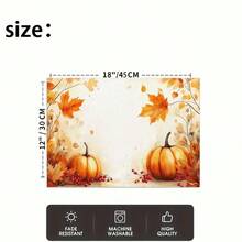 1/4/6pcs Autumn Series Watercolor Pumpkin & Berry Pattern Printed Placemats, Heat-Resistant Table Mats For Home Kitchen/Dining Table Protection, Party Scene Decor - Multicolor - View 5
