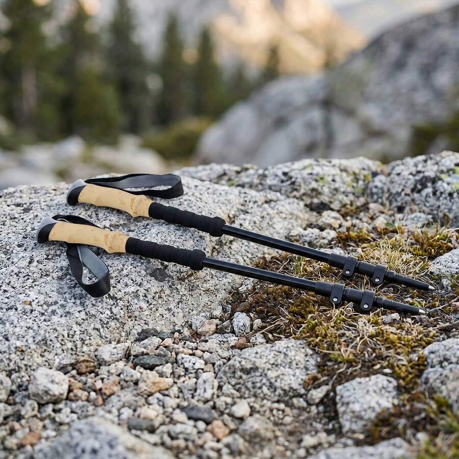 Adjustable Trekking Poles Lightweight Hiking Sticks Hiking Poles - Black - View 1
