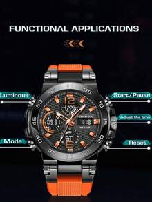 LIGE Men's Sports Fashion Dual Display Luminous Alarm Waterproof Electronic Watch - Black - View 8