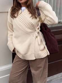Women's Autumn Fashion Street Style Apricot Long Sleeve Cardigan Sweater - Apricot - View 5