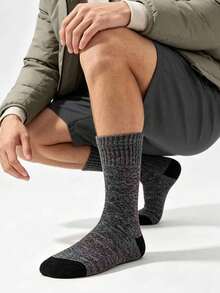 3/5 Pairs Men's Thermal Lined Warm Winter Socks - Comfortable & Warm, Suitable For Hiking, Fishing | Soft Polyester Blend | Machine Washable - Multicolor - View 2