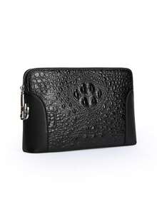 gorchis New Men's Crocodile Embossed Large Capacity Business Clutch Bag With Password Lock Anti-Theft PU Leather Handbag - Black - View 9