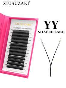 XIUSUZAKI 12 Rows Independent False Eyelashes, Ultra-Thin YY-Shaped Lightweight DIY Pre-Made Fan Eyelash Extensions, 8-15mm C/D Curl, Black Eyelash Clusters, Makeup Tool, Suitable For Daily, Party, Holiday - View 1
