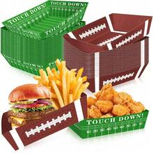 12/24pcs Football Theme Party Supplies/Paper Plates, Disposable Gift Box Paper Trays, Suitable For Football Theme Birthday Party And Decoration, 5lb Football Pattern Dinner Plates, Football Theme Paper Trays, Suitable For Game Day, Carnival, Birthday, Sports Theme Events, Party Decoration - Disposable Gift Box - View 3