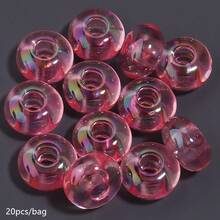 20pcs/Pack 14*8mm Acrylic Transparent Coated Large Hole Flat Beads DIY Phone Chain Necklace Keychain Decoration Loose Beads Handicrafts Home Decor Flat Round Beads - Transparent Plated Large Hole Flat Bead - View 15