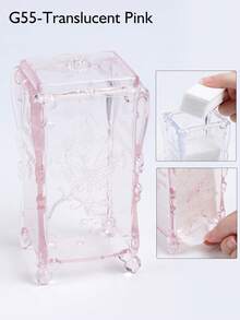 1 Box Nail Makeup Removal Pads Storage Box Translucent Pink/Clear Vintage Elegant Butterfly Pattern Dustproof Container For Pads, Swabs, Beauty Sponges, And Cosmetics Nail Tools Nail Supplies - Multicolor - View 11