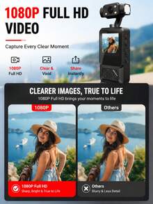 YAIUZGOO Kamera Olahraga Outdoor 1080P Full HD, Kamera Aksi Sudut Lebar 170° dengan Lensa Berputar 360°, Deteksi Gerak PIR, Penglihatan Malam, Lampu Isi Terintegrasi, Layar Warna, Kamera Video Portabel untuk Bersepeda, Mendaki, Perjalanan & Rekaman Vlog 1000mAh - View 9