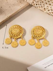 Herseygold 1 Pair Gold-Plated Arabic Coin Totem Brooches, Women's Brooch, Middle Eastern Wedding Festival Gift For Women - Yellow Gold - View 4