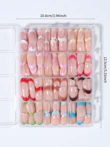 360 Peças Adesivos de Unhas em Formato de Caixão Longo e Formato de Amêndoa com Gradiente Branco, Design Francês Minimalista, Conjunto de Unhas Postiças em Formato de Caixão Longo, Adequado para Uso Diário e Festas, Adesivos de Unhas Francesas Curtas - Multicolorido - Visão 8