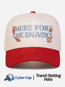 1pc Women's "HERE FOR THE SNACKS" Trucker Hat Adjustable Design Stylish Embroidered Five-Panel Cap Perfect For Casual Wear, Parties Travel - Multi-color - View 13