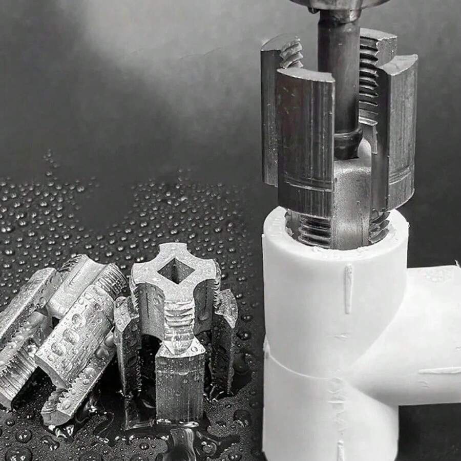 Pelador de rosca interna y externa para tuberías de agua del hogar mejorado, juego completo de pelador de rosca interna y externa estándar de 4 puntos y 6 puntos