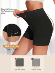 3pcs Women Shaping Shorts, Chafe-Resistant Seamless Panties, Slip Shorts Lining For Dresses - Black - View 2