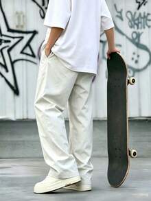 Men's Black All-Season Minimalist Line Sports Outdoor Casual Multi-Pocket American Style Long Pants - Multicolor - View 4
