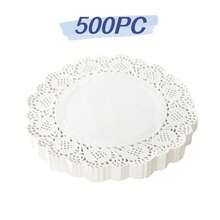 100/300/500pc White Lace Paper Doilies, Oil-Proof Absorbent Disposable Placemats, Round And Rectangular Lace Tablecloths, Suitable For Cakes, Desserts, Fried Foods, Wedding Party Tableware And Handicraft Decoration - View 13