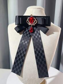 1pc British Style Academic Graduation Gown Gemstone Shirt Collar Bowknot JK Extension Strap Decorative Brooch Pin Accessory - Multicolor - View 4