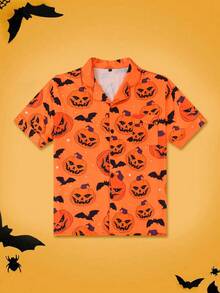 Notgurli 3pcs Halloween Loungewear Tops (Black & Orange) – Matching Outfits For Brothers Featuring Pumpkin Prints Perfect For Casual Lounging At Home - Multicolor - View 8