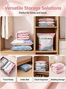 2pcs Vacuum Storage Bags Without Pump, 80% Compression Rate, Extra Large Capacity, 3D Roll-Up Vacuum Sealed Bags, Upgraded Large Capacity Compression Storage Bags, Suitable For Bedding, Clothing, Blankets, Oversized Bedding, Travel Packing Cubes - Multicolor - View 6
