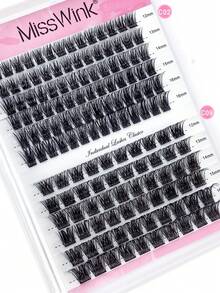 مجموعة رموش صناعية مختلطة من Miss Wink، 12 صف، طول 12-16 مم، انحناء C/D، قطر 0.07 مم، 144 مروحة، مناسبة للاستخدام اليومي أو المناسبات الخاصة - مشاهدة 1