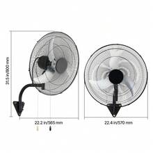 Wall Mount Fan, 20 In Wall Mounted Hanging Fan Oscillating, 3-Speed, Long Airflow Distance, Adjustable Rotation Angle, Mechanical Powerful For Industry, Commercial, Garage, Workshop, Gym, Black - 20 in - View 10