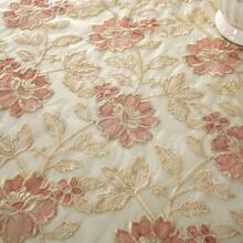 1PC Floral Embroidered Lace Round Tablecloth, Lightweight Hollow Decorative Table Cover, Suitable For Home, Wedding, Dining Table - Burgundy - View 3