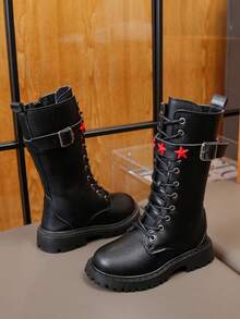 1 Pair Girls' Autumn/Winter Comfortable Fashion Versatile Kids Boots, Classic Tall Boots, Comfortable Boots, Riding Boots - Black - View 8