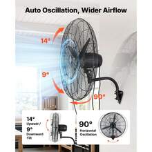 Wall Mount Fan, 30 In Wall Mounted Hanging Fan With Oscillating & Mist, IP44-Rated, 3-Speed, Powerful Air Reach, Mechanical Control, Long Airflow For Industry, Commercial, Garage, Workshop, Gym - 30 in - View 5