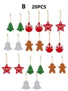 Cute Christmas Gingerbread Man Felt Hanging Ornament, Creative DIY Christmas Tree Snowflake Decoration, Christmas Home Decor, Room Decor, Halloween Decor, Kitchen Decor, Home Decor & Accessories, Christmas Tree Decoration - 1 Set - View 8