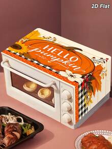 1件感恩節微波爐防塵蓋，秋季豐收南瓜向日葵楓葉圖案與HELLO Pumpkin文字，Happy Thanksgiving 85*35cm 聚酯纖維微波爐/烤箱/爐灶蓋，微波爐家電防塵罩，廚房防塵保護罩，感恩節裝飾，秋季主題裝飾，廚房裝飾，感恩節餐桌裝飾，節日居家裝飾 - 感恩節A款 - 查看 9
