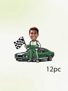 8/12/16pcs Custom Photo Race Car Driver Banner, Personalized Checkered Flag Trophy Banner, Racing Theme Birthday Party Paper Banner Decoration - Multicolor - View 10