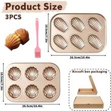 2 Packs Carbon Steel Non-Stick Madeleine Shell Cake Mold Oven Scallop Baking Pan Pudding Cookie Bakeware Tool - Gold - View 8