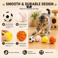4 Buah Mainan Bola Basket Kucing, Bola Pantul Interaktif untuk Hewan Peliharaan, Mainan Latihan untuk Mengatasi Kebosanan di Dalam Ruangan - Jeruk - View 4
