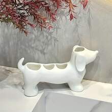 1pc Cute Dachshund Shaped Bathroom Storage Box & Toothbrush Holder, Freestanding Plastic Material, Suitable For Electric Toothbrushes, Dachshund Theme Decor, Suitable For Sink, Bathtub, Shower And Bathroom - Multicolor - View 13