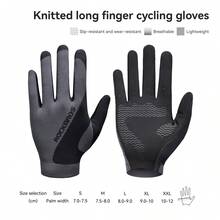 ROCKBROS 1PC Long‑ Knitted Cycling Gloves: Breathable Mesh, Five‑Finger Touchscreen Compatibility, Silicone Anti‑Slip Palm, Lightweight Knit, Stay Dry During Long Rides, Suitable For Spring And Autumn - black gray - View 12