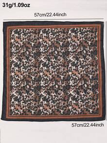 1pc Fashion Bohemian Y2K Vintage Leopard Print Square Scarf Headscarf, Contrast Color Border Neck Scarf Hair Accessory For Women, Suitable For Daily Casual Autumn/Winter Outfits - Multicolor - View 7