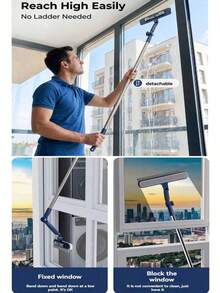 This 47.24-Inch Long 3-In-1 Window Cleaning Tool Set Includes A Multi-Functional 360-Degree Rotating Household High-Rise Window Scraper (Mop Clip And Air Freshener Are Also Sold Separately). - Splicing Rod Rotating Type - View 5