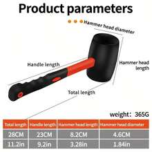 1pc Multi-Function Double-Head Rubber Mallet, High Elasticity Non-Slip Fiber Handle, Quiet Impact Without Damaging Surface, Suitable For Flooring And Tiles Multi-Purpose Tool - Lightweight - View 4