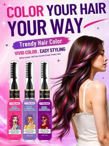 Ytruns Set Pewarna Rambut Sementara 3 Buah, Krim Pewarna Rambut yang Dapat Dicuci, Highlight dan Warna Instan, Formula Tidak Lengket yang Mudah Diaplikasikan, Warna Rambut Cerah dan Bersemangat, Cocok untuk Penataan Rambut Sendiri, Pesta, Festival, Cosplay, dan Penggunaan Sehari-hari - MultiWarna - View 3
