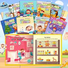 Children's Whole Brain Development Sticker Book Set, 3 Years Old Boys & Girls Fun Early Education Toy, Multi-Theme Thinking Enlightenment Sticker Game, For Hands & Reusable, Develop Focus & Logical Thinking, Improve Cognitive & Hands-On Ability, Home Parent-Child Interaction, Travel Time-Filler, Birthday Party & Holiday Gift Choice, Toddler Educational Enlightenment Gift - Multicolor - View 3