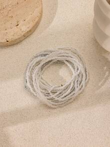 20pcs Bohemian Style White Beaded Stacking Bracelets For Women - White - View 1