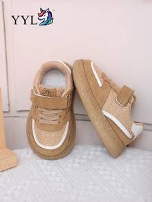 Vintage Khaki Kids' Sports Shoes, Soft Sole, Anti-Slip, Wear-Resistant, Hook And Loop Closure, Easy To Put On And Take Off - Khaki - View 5